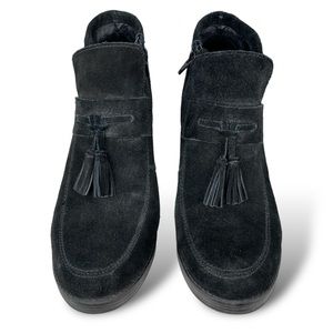 Nine West Boho Tassel Suede Leather Ankle Boot Heel Loafer Moccasin Booties